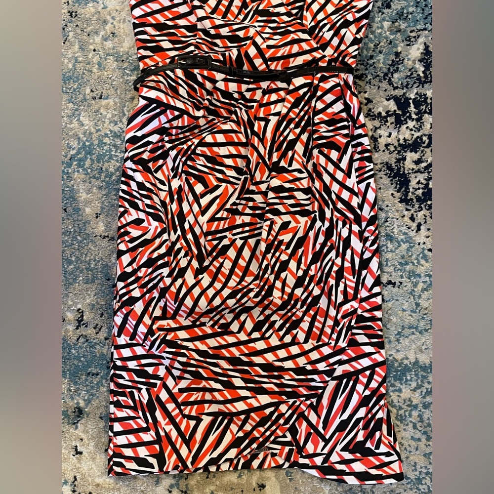 London Times Midi Dress with black belt *Like New* Sz 6 - Picture 5 of 9